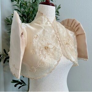 SALE❣️Piña Organza Cream Terno Sleeves Bolero Filipiniana w/ Classic Embroidery